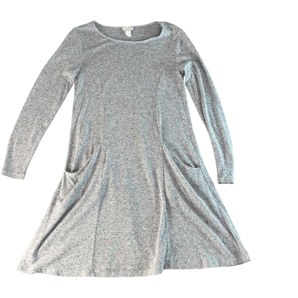Loft Outlet Lounge Womens Grey Marl Knit Long Sleeve Pocket A-Line Dress Medium